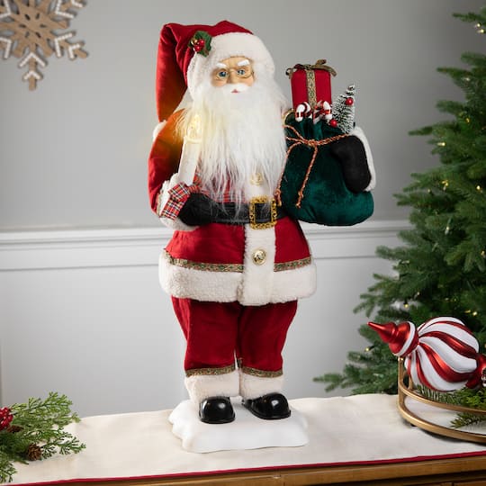 24" Animated Santa Claus with Lighted Candle Musical Christmas Figure